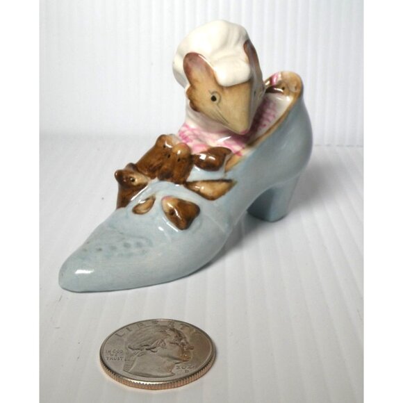 Beatrix Potter Vintage RARE Beswick Figurine "The Old Woman Who Lived In A Shoe" - Picture 3 of 5